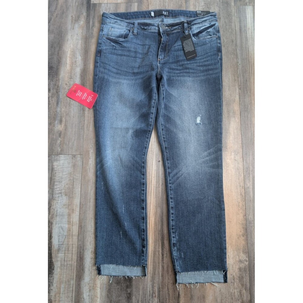 NWT KUT Reese Ankle straight leg jeans Raw Hem Style kp0937ma1 Women's Size 10